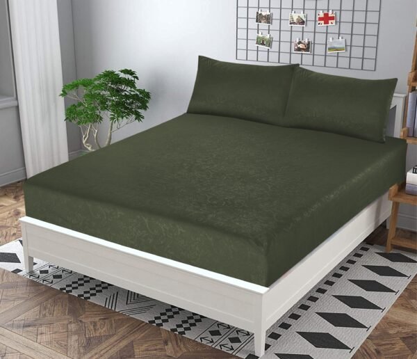 Leather Embossed Pearl Fitted SHEETS-KING (Green) - Image 2