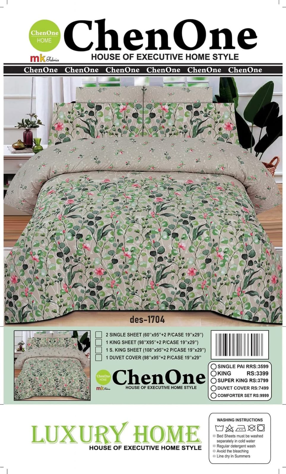 Luxury Floral Printed Cotton Bedsheet